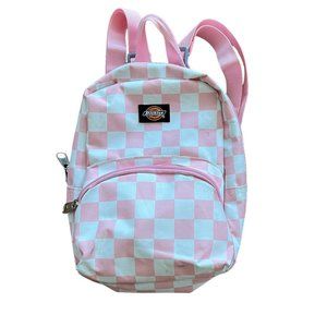 dickies classic plaid pink white mini backpack